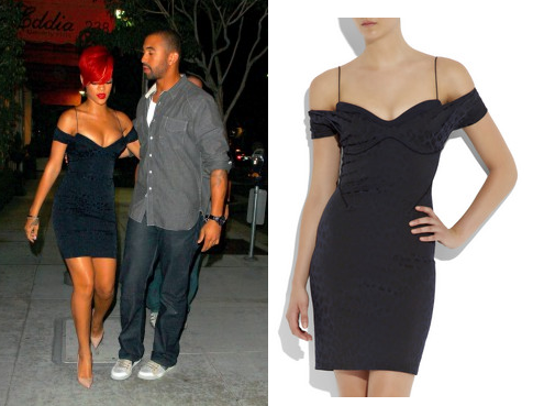Rihanna was seen wearing this Zac Posen Leopard-print jacquard dress 