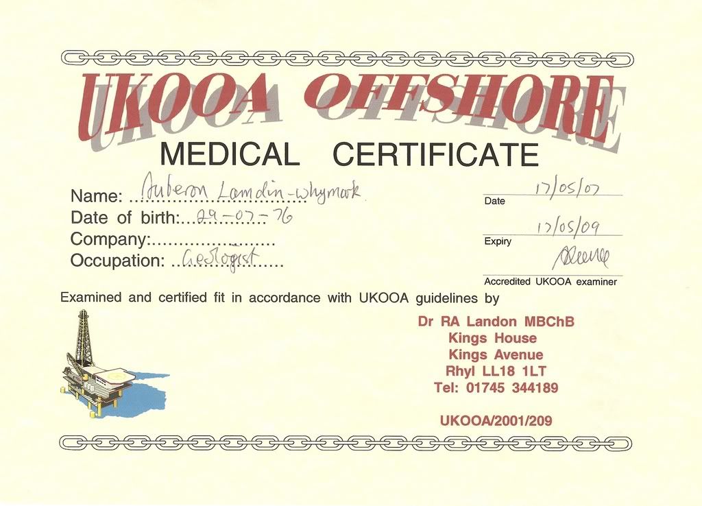 UKOOA Offshore Medical Certificate Photo by tektites Photobucket