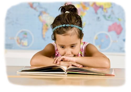 cartoon girl reading book. Girl Reading