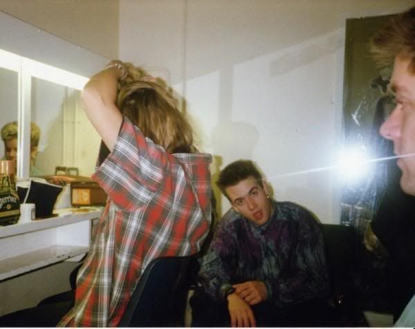 Simon and Dan and girls in dressing room