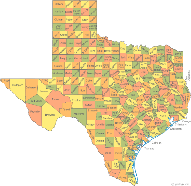 El mapo of le Texas counties: 2011