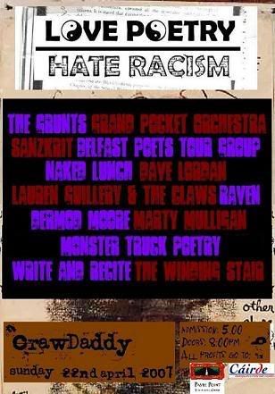 Love Poetry Hate Racism Dublin, our finest, messiest moment. Love Poetry Hate Racism Dublin, our finest, messiest moment.