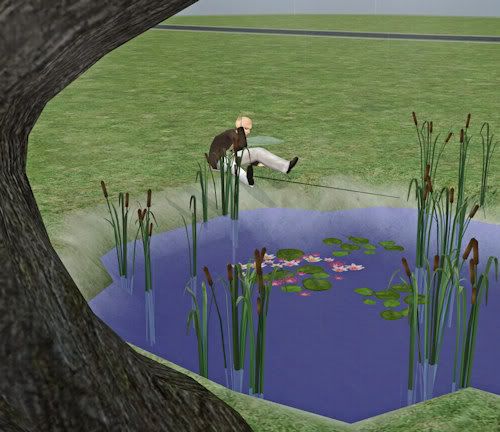 Roger tries to fish