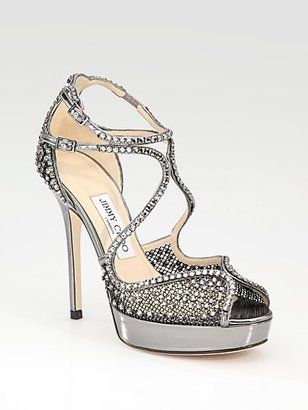 jimmy choo jax 115 crystal embellished satin platform sandals