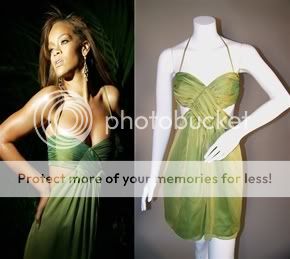  Green Chiffon Dress In The Style of Rihanna