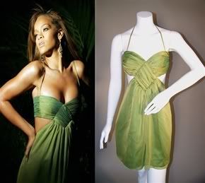  Green Chiffon Dress In The Style of Rihanna